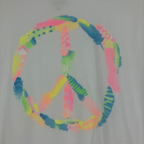 CHASER NWT PEACE SIGN WATER COLOR GRAPHIC TEE WHIT - Picture 4 of 6